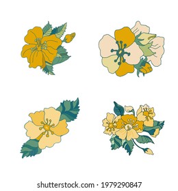 Apple flowers by hand drawn vector Fortuna Gold