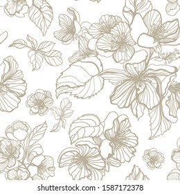 Apple flowers seamless pattern. Design for fabric, textile, packaging, covers, wallpaper and background.
