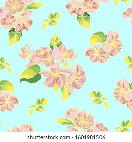 Apple flowers seamless pattern. Design for fabric, textile, packaging, covers, wallpaper and background.
