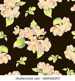 Apple flowers seamless pattern. Design for fabric, textile, packaging, covers, wallpaper and background.
