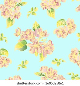 Apple flowers seamless pattern. Design for fabric, textile, packaging, covers, wallpaper and background.
