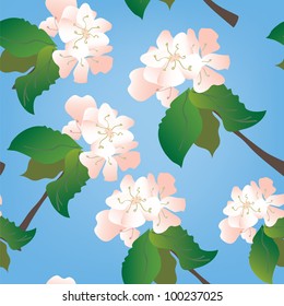 Apple flowers seamless traditional pattern