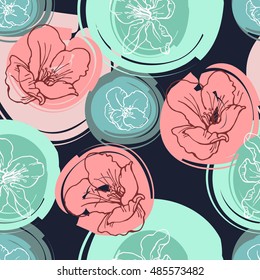 Apple flowers seamless vector patten. Botanical vintage wallpaper or textile