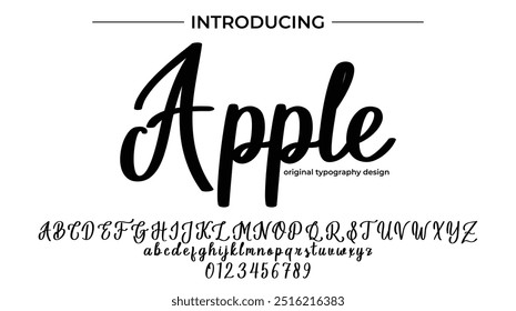 Apple Font Stylish brush painted an uppercase vector letters, alphabet, typeface