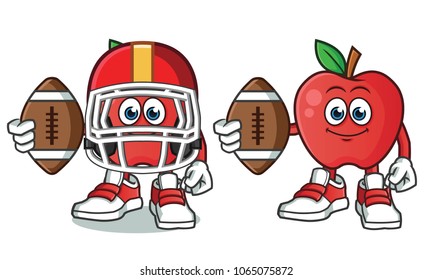 apple football america vector cartoon illustration