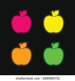 Apple four color glowing neon vector icon