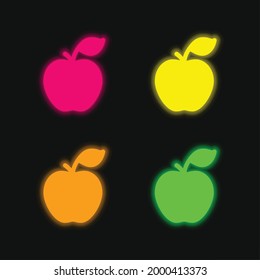Apple four color glowing neon vector icon