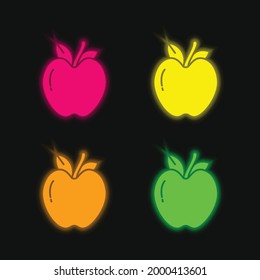 Apple four color glowing neon vector icon