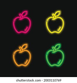 Apple four color glowing neon vector icon