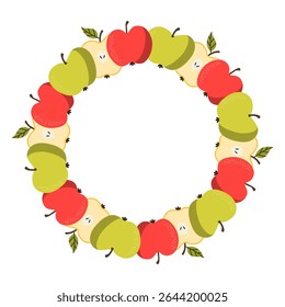 Moldura da Apple. Fronteira de colheita de frutas. 