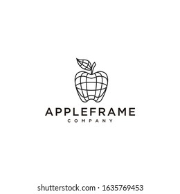 Apple with frame logo hipster retro vintage Premium Vector design template