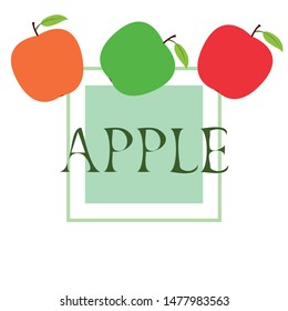 Apple frame vector illustration. Vector card design with apple and leaf.