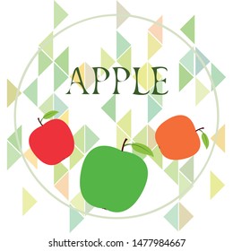 Apple frame vector illustration. Vector card design with apple and leaf.