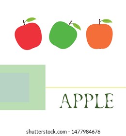 Apple frame vector illustration. Vector card design with apple and leaf.