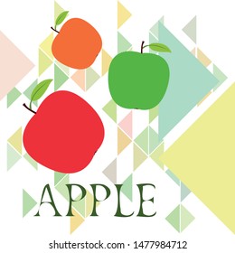 Apple frame vector illustration. Vector card design with apple and leaf.