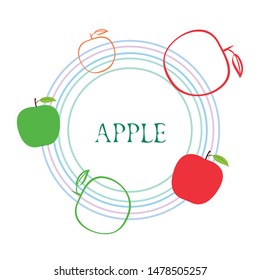 Apple frame vector illustration. Vector card design with apple and leaf.