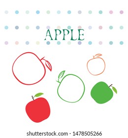 Apple frame vector illustration. Vector card design with apple and leaf.