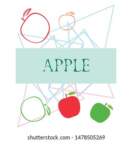 Apple frame vector illustration. Vector card design with apple and leaf.