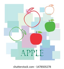 Apple frame vector illustration. Vector card design with apple and leaf.