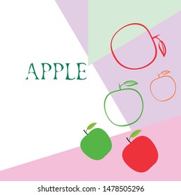 Apple frame vector illustration. Vector card design with apple and leaf.