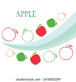 Apple frame vector illustration. Vector card design with apple and leaf.