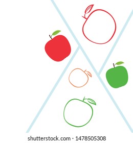 Apple frame vector illustration. Vector card design with apple and leaf.