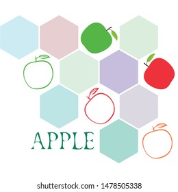 Apple frame vector illustration. Vector card design with apple and leaf.