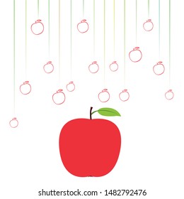 Apple frame vector illustration. Vector card design with apple and leaf.