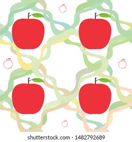 Apple frame vector illustration. Vector card design with apple and leaf.