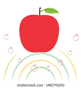 Apple frame vector illustration. Vector card design with apple and leaf.