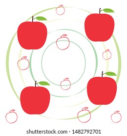 Apple frame vector illustration. Vector card design with apple and leaf.