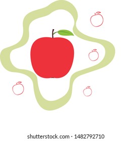 Apple frame vector illustration. Vector card design with apple and leaf.