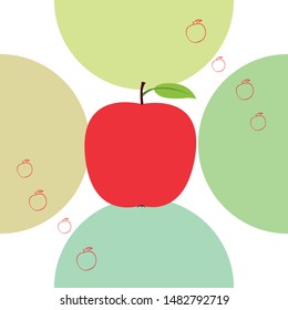 Apple frame vector illustration. Vector card design with apple and leaf.