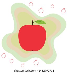 Apple frame vector illustration. Vector card design with apple and leaf.