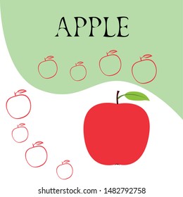 Apple frame vector illustration. Vector card design with apple and leaf.