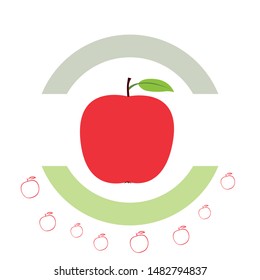 Apple frame vector illustration. Vector card design with apple and leaf.