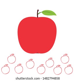 Apple frame vector illustration. Vector card design with apple and leaf.