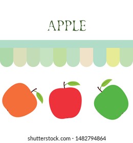 Apple frame vector illustration. Vector card design with apple and leaf.