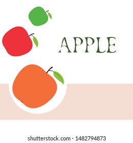Apple frame vector illustration. Vector card design with apple and leaf.