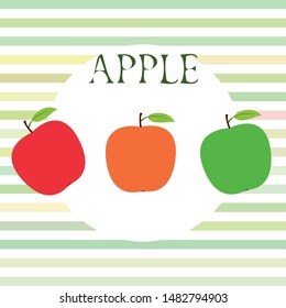 Apple frame vector illustration. Vector card design with apple and leaf.