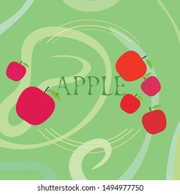 Apple frame vector illustration. Vector card design with apple and leaf.