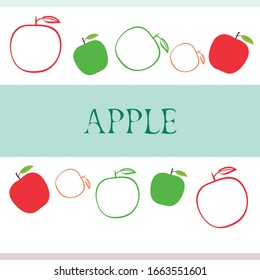 Apple frame vector illustration. Vector card design with apple and leaf.