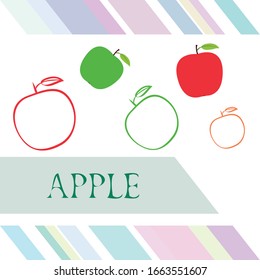 Apple frame vector illustration. Vector card design with apple and leaf.