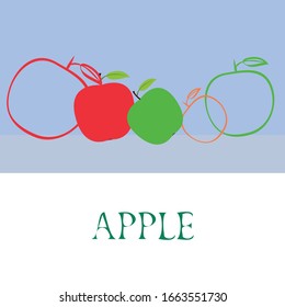 Apple frame vector illustration. Vector card design with apple and leaf.