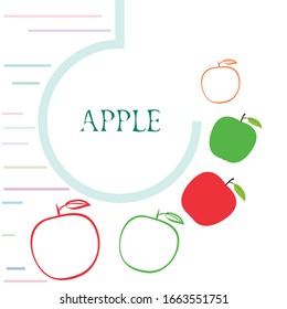 Apple frame vector illustration. Vector card design with apple and leaf.