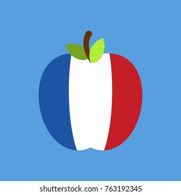 Apple France flag. French National Fruit. Vector illustration
