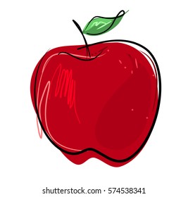Apple Free Hand Vector Drawing