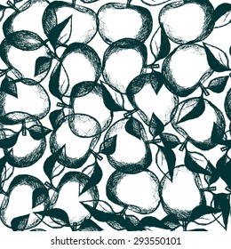 Apple freehand drawing vector seamless pattern