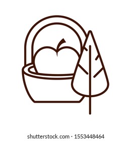 apple fresh fruit in basket vector illustration design