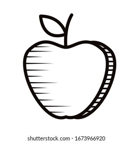 Icono de ilustración vectorial de línea de doodle de fruta fresca de manzana
